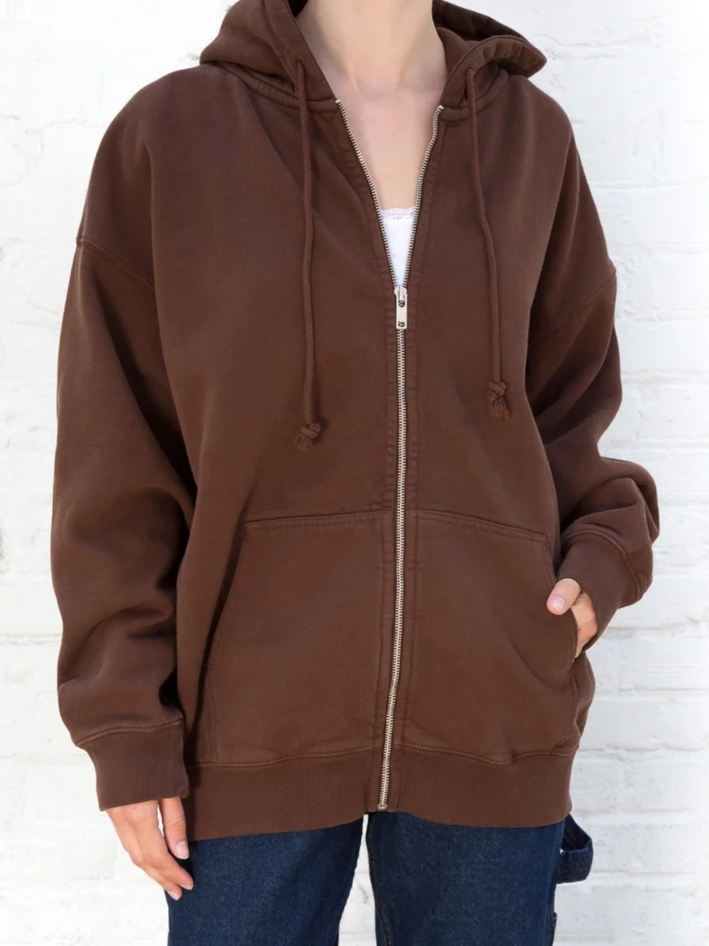 BRANDY MELVILLE JOHN GALT Brown Zip Up Christy Hoodie